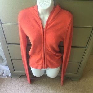 EUC Sz XS BCBG Coral colored Zip up hooded Jacket